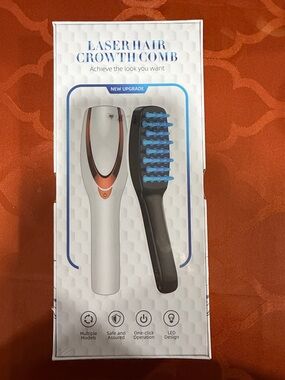 Laser Hair Growth Comb for Men — White and Black with Blue Tips